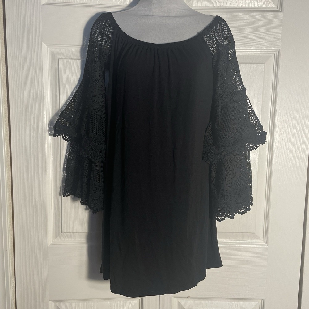 Vava By Joy Han Dress Women S Black Flared Lace Sleeve Off Shoulder‎ Whimsigoth